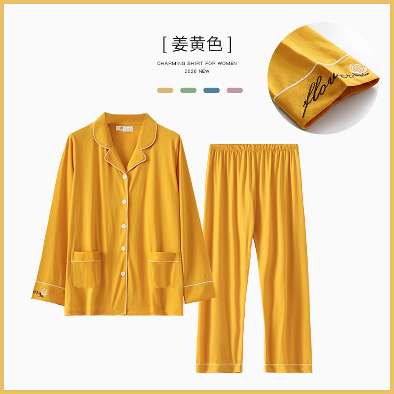 Pijamas de mujer primavera y verano 100% algodón manga larga homewear primavera y otoño traje fino de gran tamaño