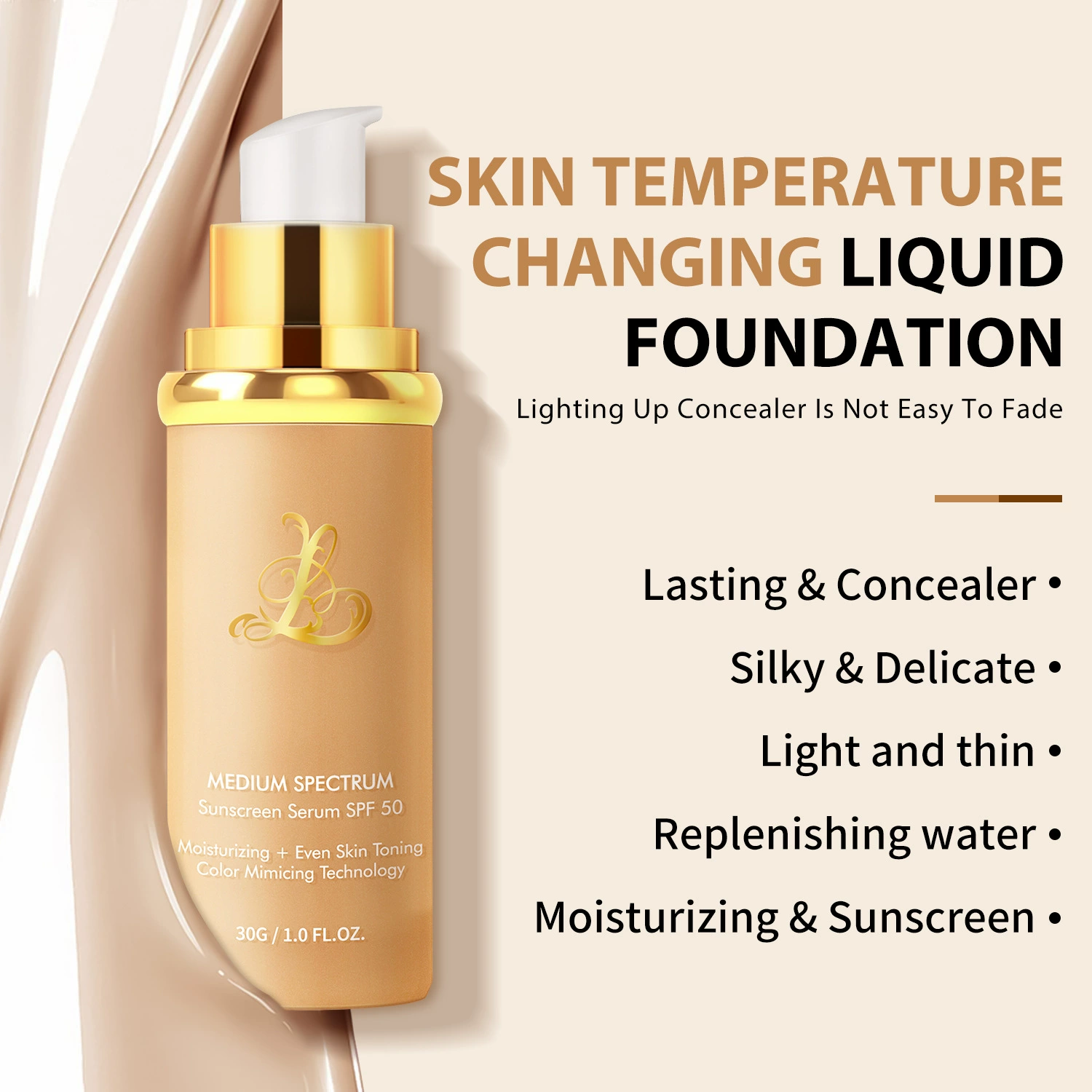 Foundation & Makeup Primer Pack, Sunscreen Serum SPF 50, Medium Spectrum, Moisturizing