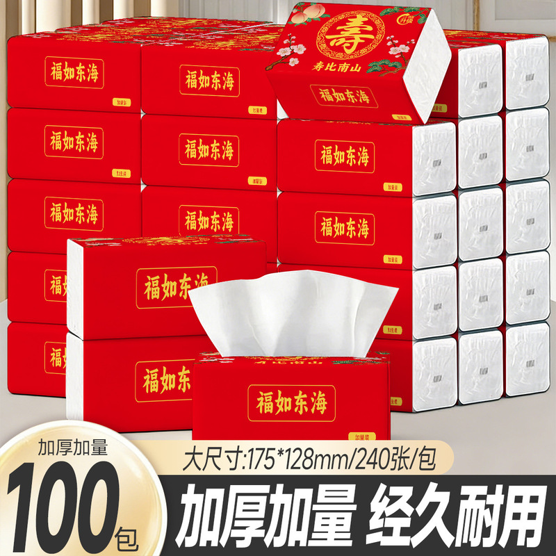 Special birthday celebration tissue paper for elderly, red festive banquet tissue, wholesale thickened tissue
