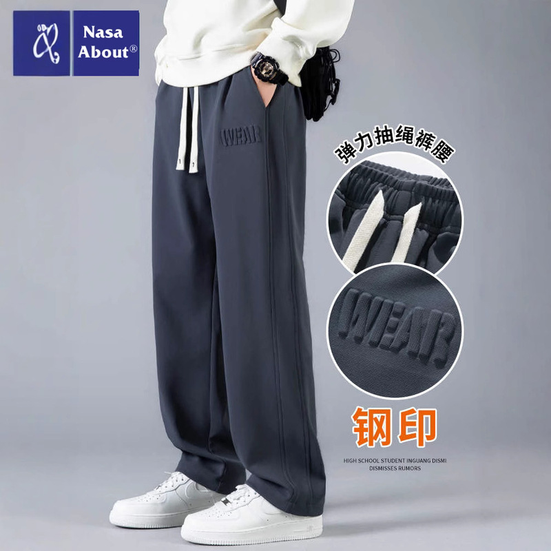 Nasa Men's Sweatpants Spring and Autumn 2026 New Loose Straight Pants Spring Elastic Waist Casual Long Pants