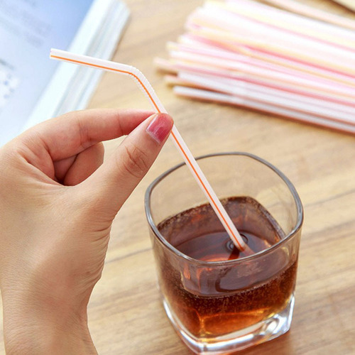 Disposable colored elbow plastic 100-pack straws, bendable and lengthened juice drink milk tea soy milk straws