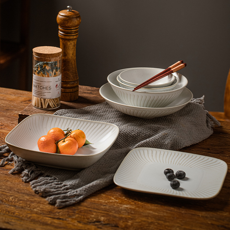 Gold painting renovation Jingdezhen ceramic tableware bowl dish suit household Japanese style stoneware plate bowl light luxury niche retro