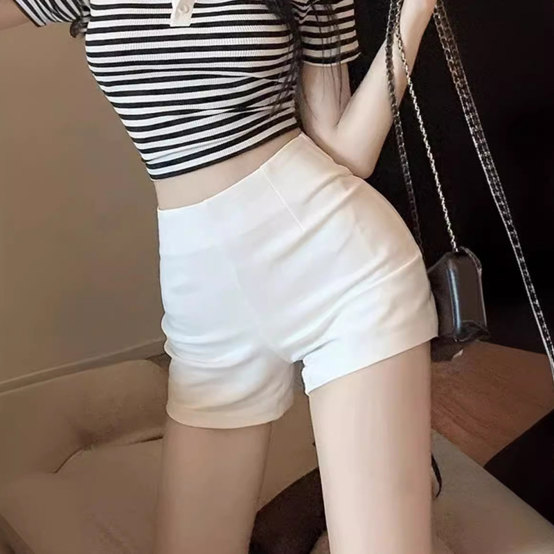 White Suit Shorts Women's High Waist Slimming A- shaped Summer Thin Tight Hot Pants Lower Body Missing Bottoming White Suit Shorts Women's High Waist Slimming A- shaped Summer Thin Tight Hot Pants Lower Body Missing Bottoming