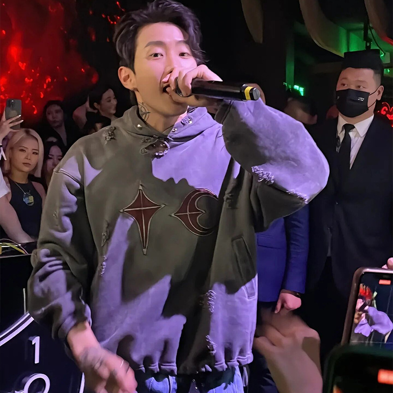 Parque zaifan mismo Thug Club Grac nicho marca de moda americana retro apenado industria pesada destruido suéter con capucha