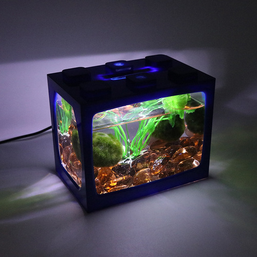 Building block betta fish tank mini creative desktop transparent acrylic small fish tank goldfish tank landscaping aquarium with light