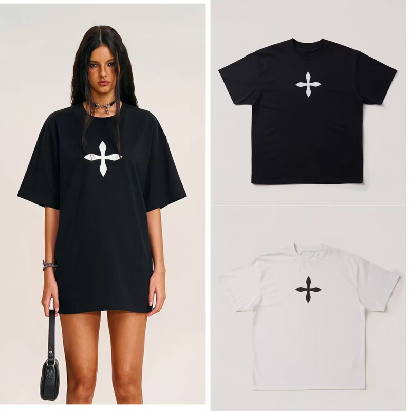 Sk Retro Cross Statue Wide Body Tee Cross Flower Loose Fit Cotton Short Sleeve T-Shirt Sk Retro Cross Statue Wide Body Tee Cross Flower Loose Fit Cotton Short Sleeve T-Shirt