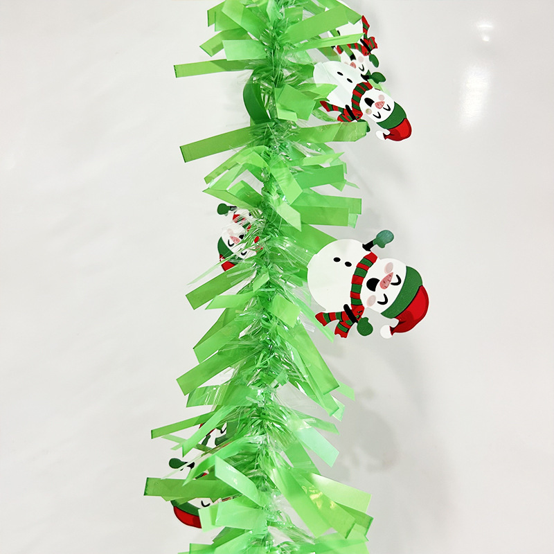 2 metros arreglo de decoración de muñeco de nieve de Navidad tiras de lana coloridas decoración de árbol de Navidad calcetines de Navidad macarrón tiras coloridas