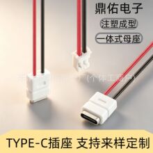 两线TYPEC母座线束一体成型 USB-C母头连接线 电动设备充电接口