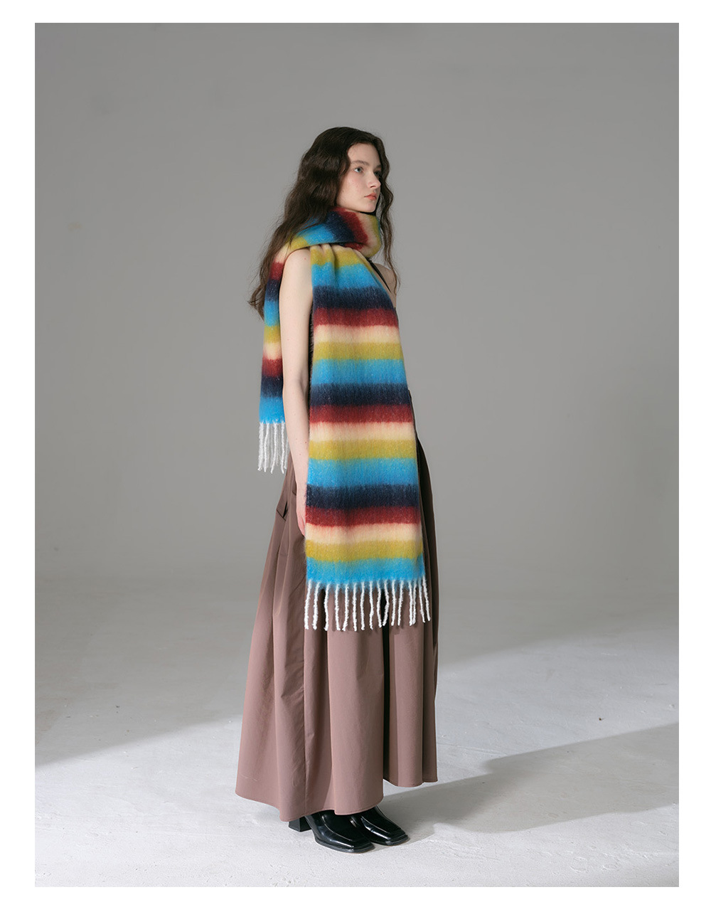 Sciarpa a righe dopamine donna imitazione cashmere morbido collo_voghion.com