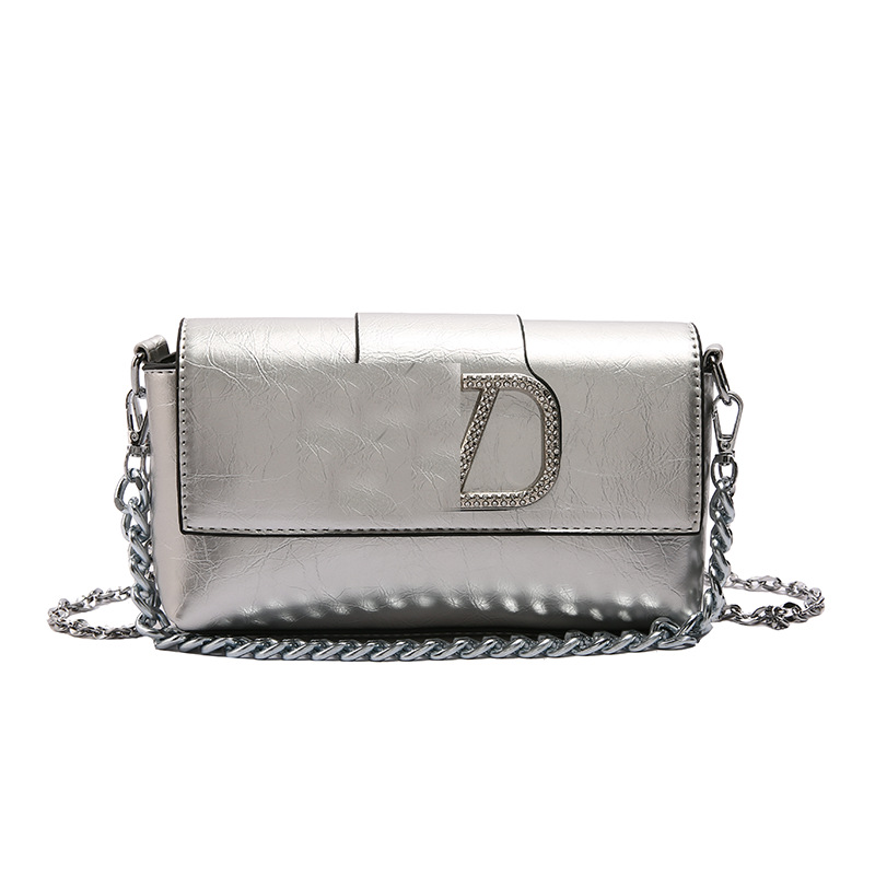 Bolso de hombro transfronterizo para mujer, cadena retro europea y americana, bolso cuadrado pequeño con incrustaciones de diamantes, bolso de mensajero de moda de alta gama