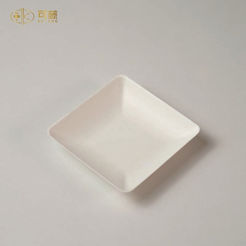 一次性可降解甘蔗浆餐盘 小方盘 番茄酱色拉酱蘸料碟 堂吃