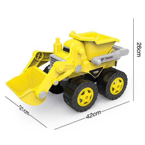 Large beach toy car for children, sliding construction vehicle with bulldozer and dump truck, indoor and outdoor sand pool sand transport vehicle