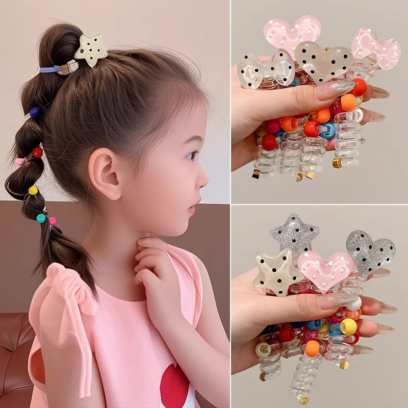 Los niños ondulados estrella línea telefónica anillo de cabello chicas atadas espuma de cola de caballo espuma trenza cuerda de cabeza lindo no lastimar cabello tocado