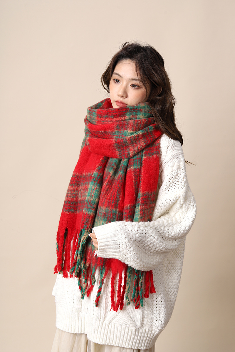 Sciarpa invernale in mohair con nappe di alta qualità, in cashmere marrone Maillard, per studenti, stile nuovo_voghion.com