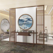 屏风隔断客厅餐厅别墅茶室进门不锈钢格栅办公公司入户玄关新中式