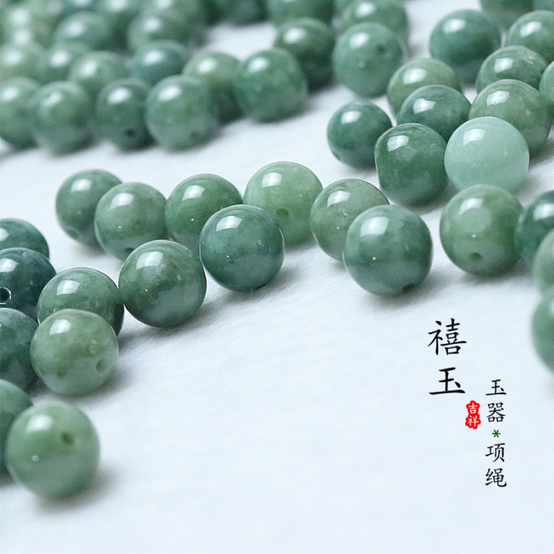 散珠a商品豆青玉6 8 10円珠玉DIYブレスレットアクセサリーグリーン玉玉半製品男女モデル|undefined