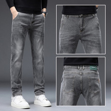 韩版2025男士牛仔裤直筒修身男款弹力高端潮流长裤刺绣复古百搭蓝