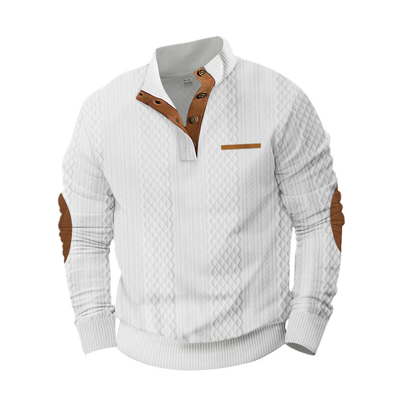 Men's Pullover Sweater Standing Neck Jacquard Knitted Outdoor_voghion.com