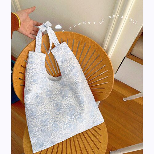 Original embossed new flower canvas bag tote portable yoga bag casual versatile large capacity literary shoulder bag