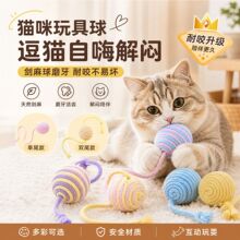 新款猫咪剑麻绳球玩具单双尾款耐磨磨牙解闷互动宠物猫抓球用品