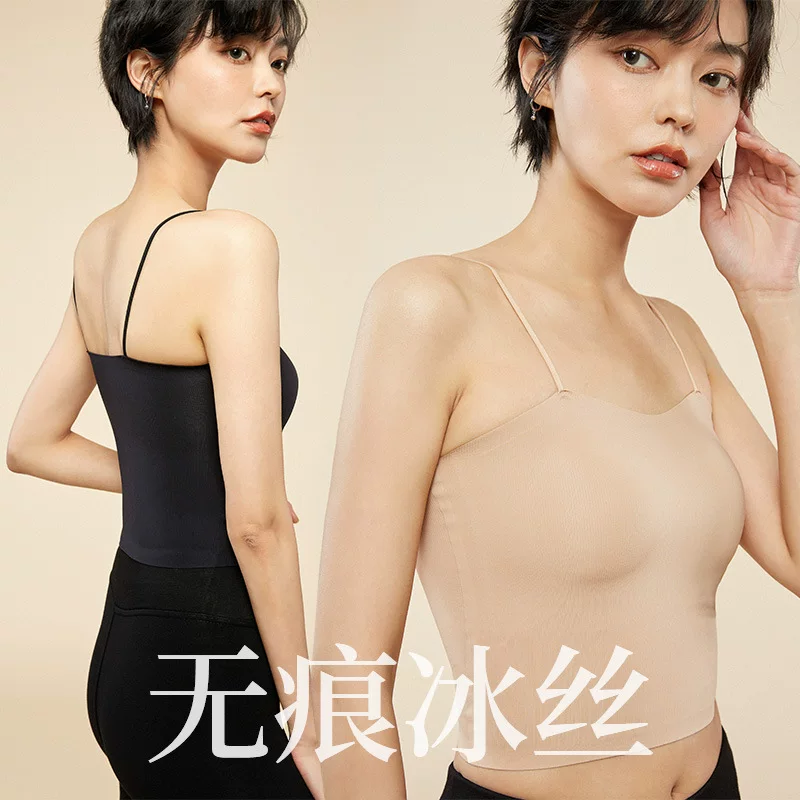 Underwear, tank top, top with cups, bra top, silk tube top, wholesale, beautiful back, thin strap, lifting effect