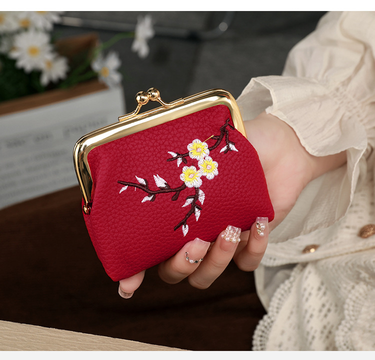 pu Material Flower Pattern Women's Flower Pu Lock Clasp Coin Purses