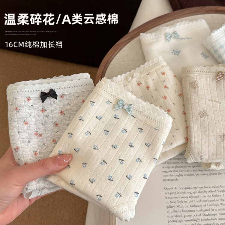 10A Cotton Lengthened Bacteriostatic Cotton Underwear Women's Mid-Waist Girls Class A Baby Cotton plus size Pure Desire Wind Ladies Wholesale