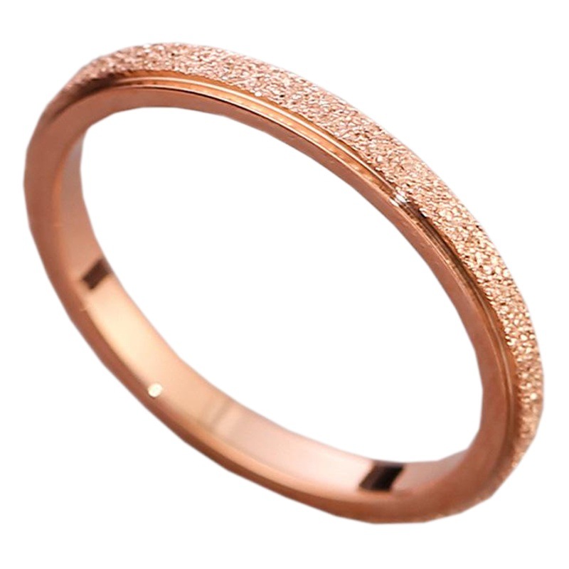 Korean Style Fashionable Cool Titanium Steel Frosted Ring Ring Fashion 18k Rose Gold Stainless Steel Couple's Ring Fine Ring Jewelry