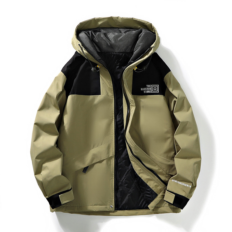 Veste en coton chaude à capuche pour homme, nouvelle marque tendance, coupe-vent et imperméable, couleur contrastée, automne hiver_voghion.com