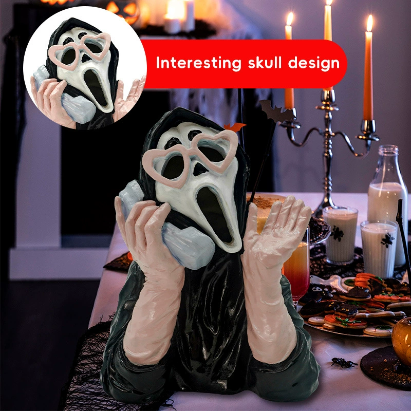 Новый трансграничный Хэллоуин, розовый кричащий призрак, лицо, праздничная атмосфера ужасов, украшение для рабочего стола, украшения из смолы