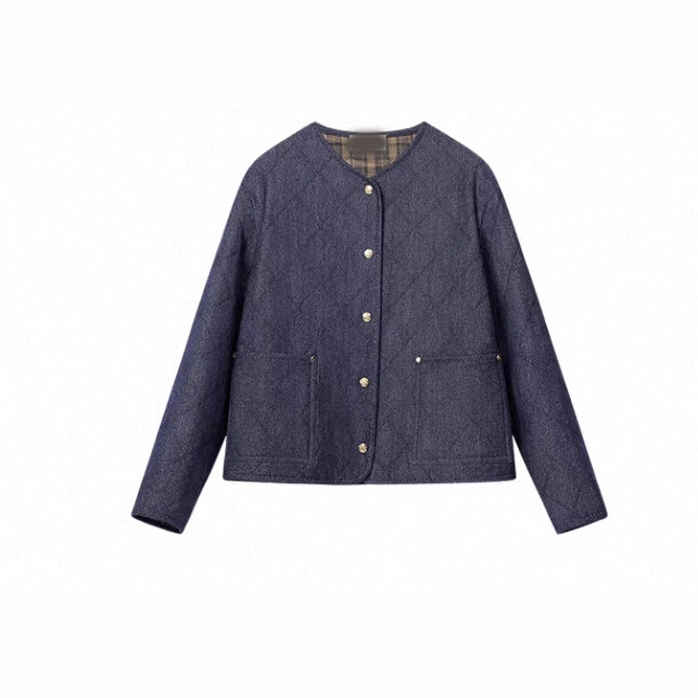Cabinet 6400+! Imitation Denim Thin Cotton Jacket 2025 Early Autumn New Original Color Denim Lightweight Quilted Cotton Jacket for Women