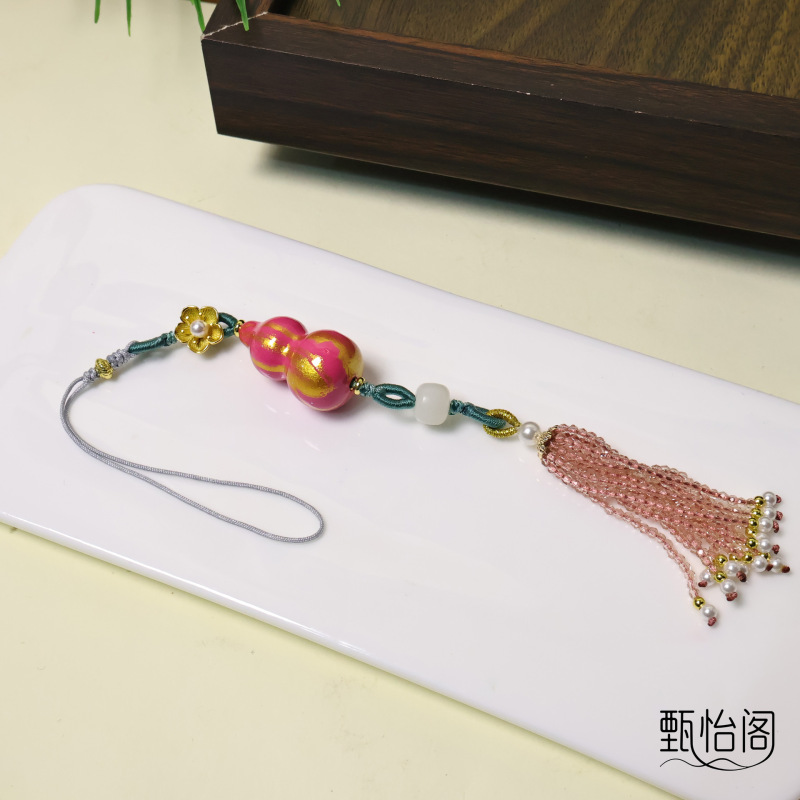 福禄祥铃紫色渐变大漆葫芦流苏挂件包挂车挂景区文创|undefined