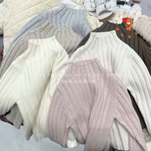 【宛儿】【优选】男童女童秋冬毛衣纯色半高领针织衫儿童保暖