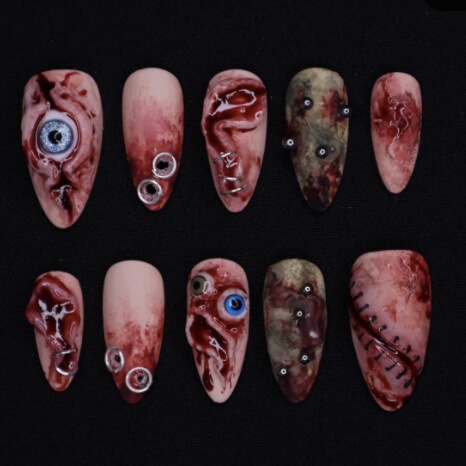 Halloween Series Art European and American Wearable Nails Ins Millennium Sexy Style Nail Art Patch Y2K High-End Atmosphere