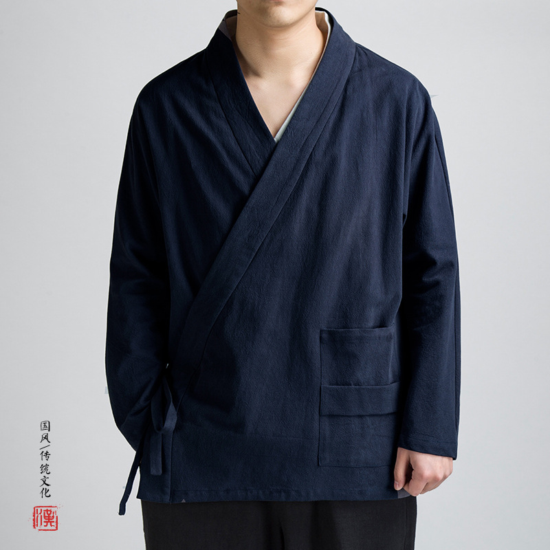 Spring and Autumn Chinese Style Men's Men's New Chinese Style Improved Hanfu Jacket Long Sleeve Taoist Robe