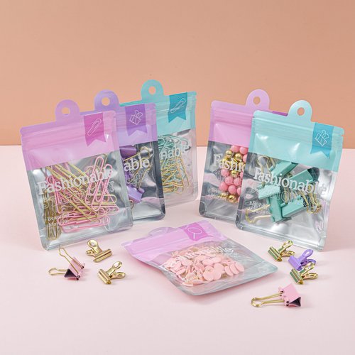 New macaron color office set high-value bagged binder clip paper clip labor-saving binding thumbtack paper clip