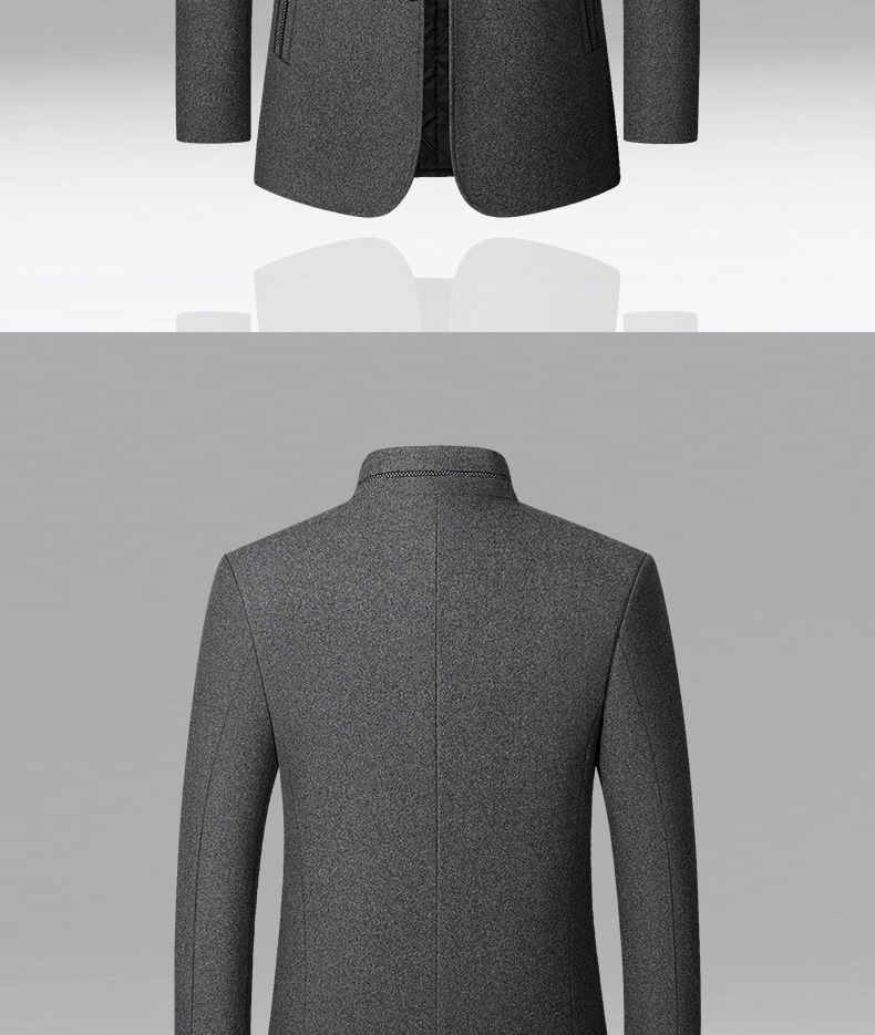 Manteau en laine pour hommes d'âge moyen, automne et hiver 2024, nouveau manteau en laine à col montant, vêtements décontractés pour hommes_voghion.com