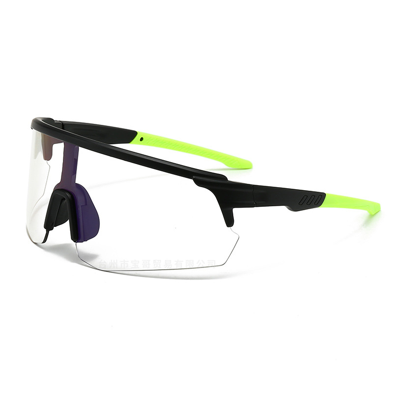 新品ハーフフレームスポーツ変色メガネアウトドアランニングワンピースレンズサングラス自転車騎乗防風サングラス