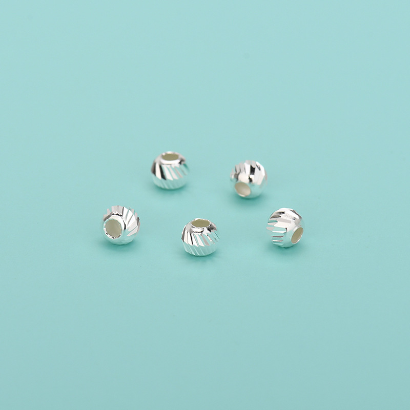 Plating Design 1 Piece Diameter 3mm Diameter 4mm 925 Sterling Silver Solid Color Polished DIY Jewelry Accessories Beads
