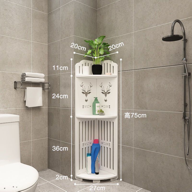 プラスチック浴室床置き収納棚壁の隅のトイレの棚の三角形の棚のトイレのシャンプーの収納|undefined