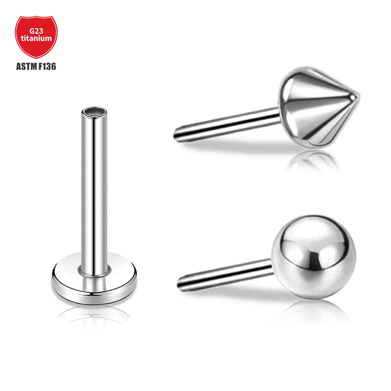 Pointed titanium steel lip stud product view