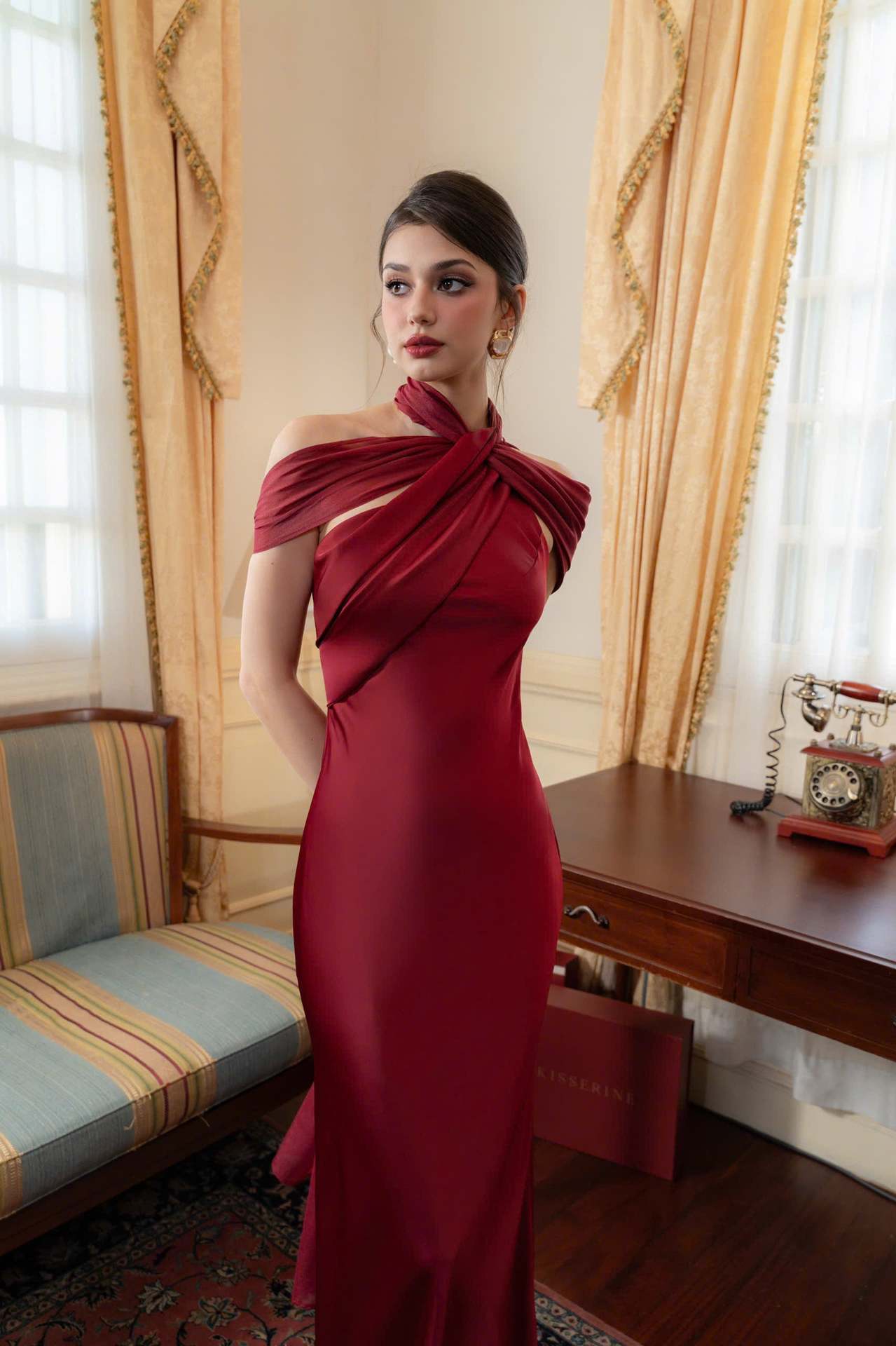 Elegant Socialite One‑Shoulder Satin Mermaid Slimming Bodycon Long Party Dress_ecoleips.com