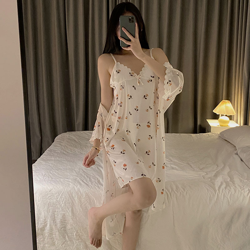 2024 verano encaje de hielo sexy cabina pijama de dos piezas Kimono de dos piezas Ropa de baño ropa para el hogar