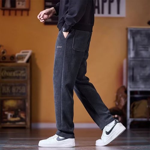 Factory wholesale: Autumn/Winter new men's casual Korean-style corduroy durable chenille loose-fit straight-leg trousers