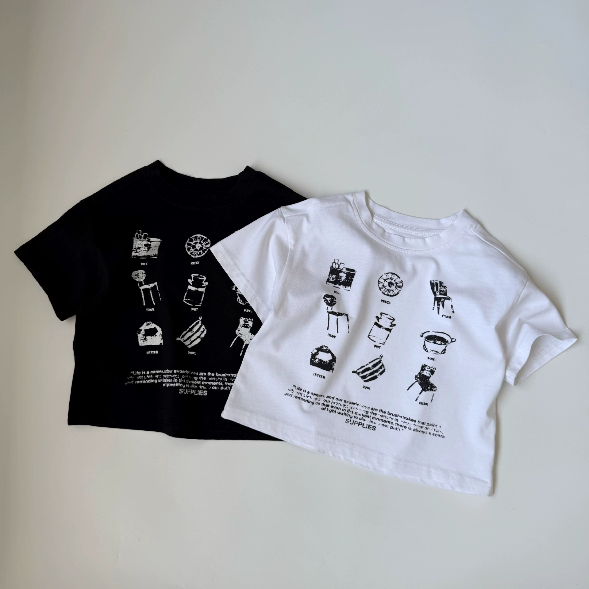 GL-kids Короткая летняя детская футболка с коротким рукавом, корейский стиль, круглый ворот