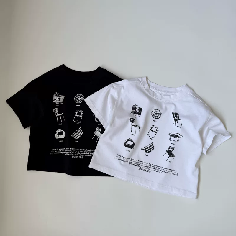 GL-kids Короткая летняя детская футболка с коротким рукавом, корейский стиль, круглый ворот