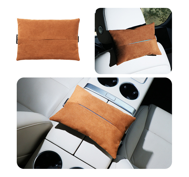 Alcantara Car Tissue Box Seat Back Hanging Car Center Console Armrest Box Paper Box Large Gift