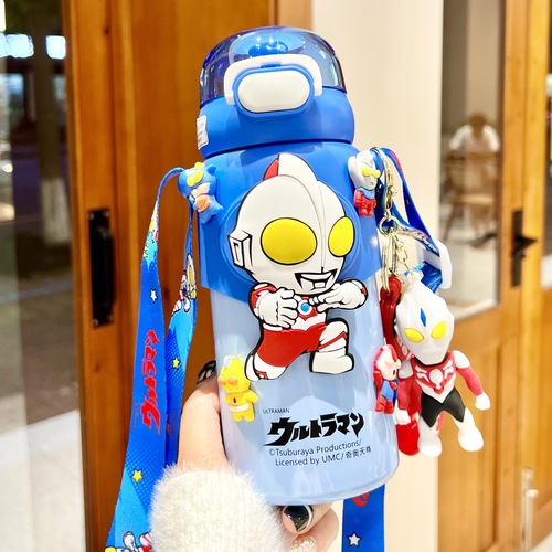 Ultraman Famous Children's Thermos Cup 316 Food Grade Elementary School Student Straw Cup Character Kindergarten Kettle Cartoon