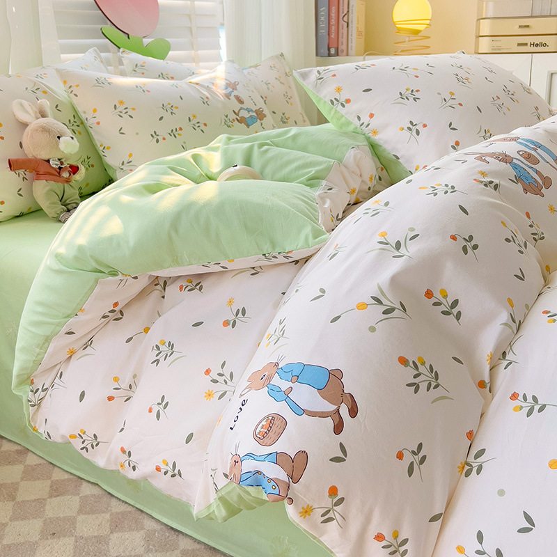 Ropa de cama de algodón americano de cuatro piezas Invierno 100 sábanas de algodón Funda de edredón Funda de edredón Juego de tres piezas 2025 Nuevo 4