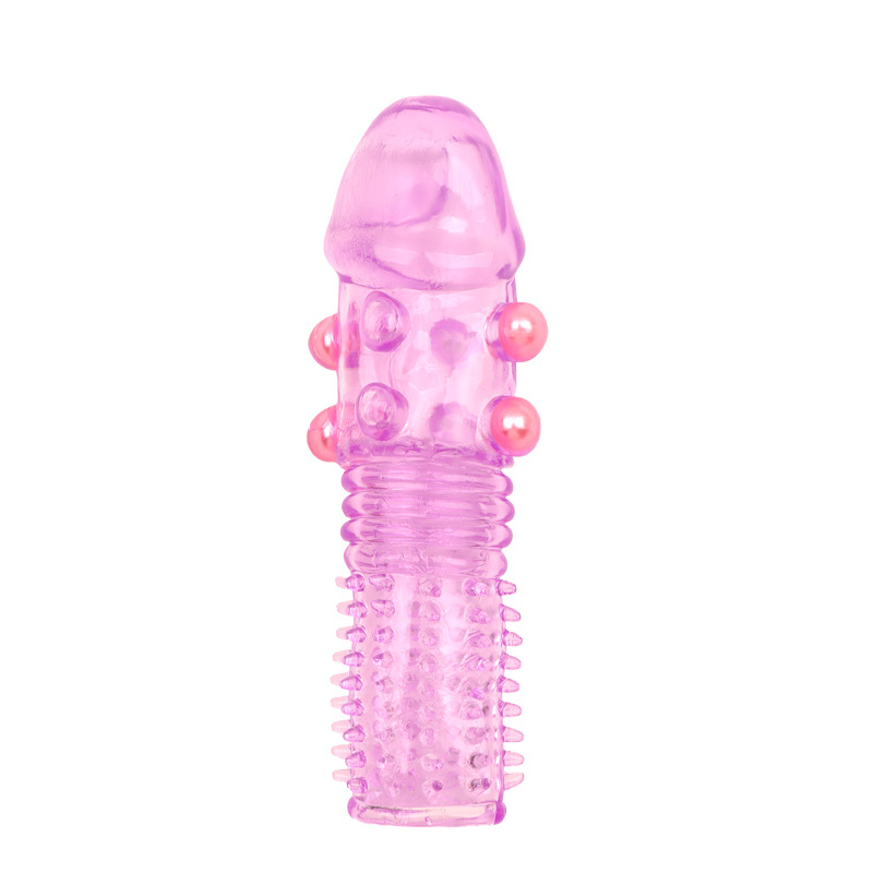 Wolf Tooth Textured Condom Sleeve, Spiked Dragon Ball Design, Purple Extended Fit — detail image 9